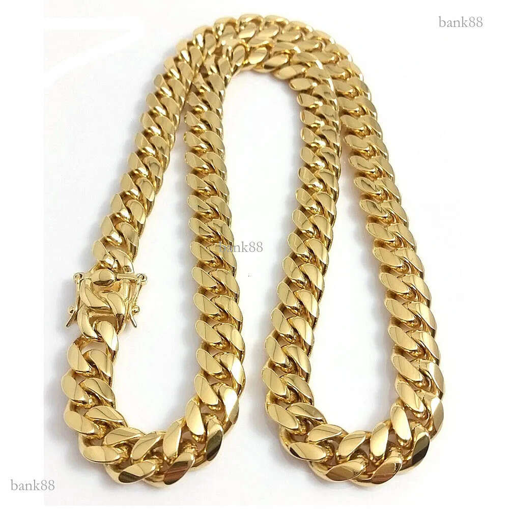 Gold Miami Cuban Link Chain Necklace Men Hip Hop Solid Stainless Steel Jewelry Necklaces