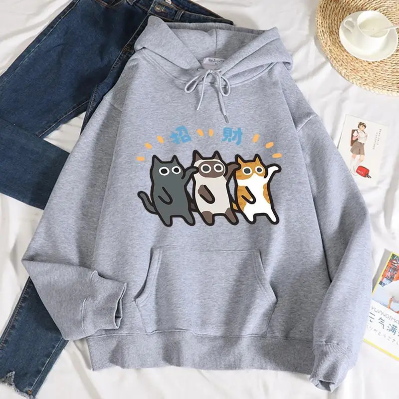 Orange Cat Siam Printed Womens Sportswear Casual Loose Hoodie Soft Wool Comfortable Autumn Clothing 250414