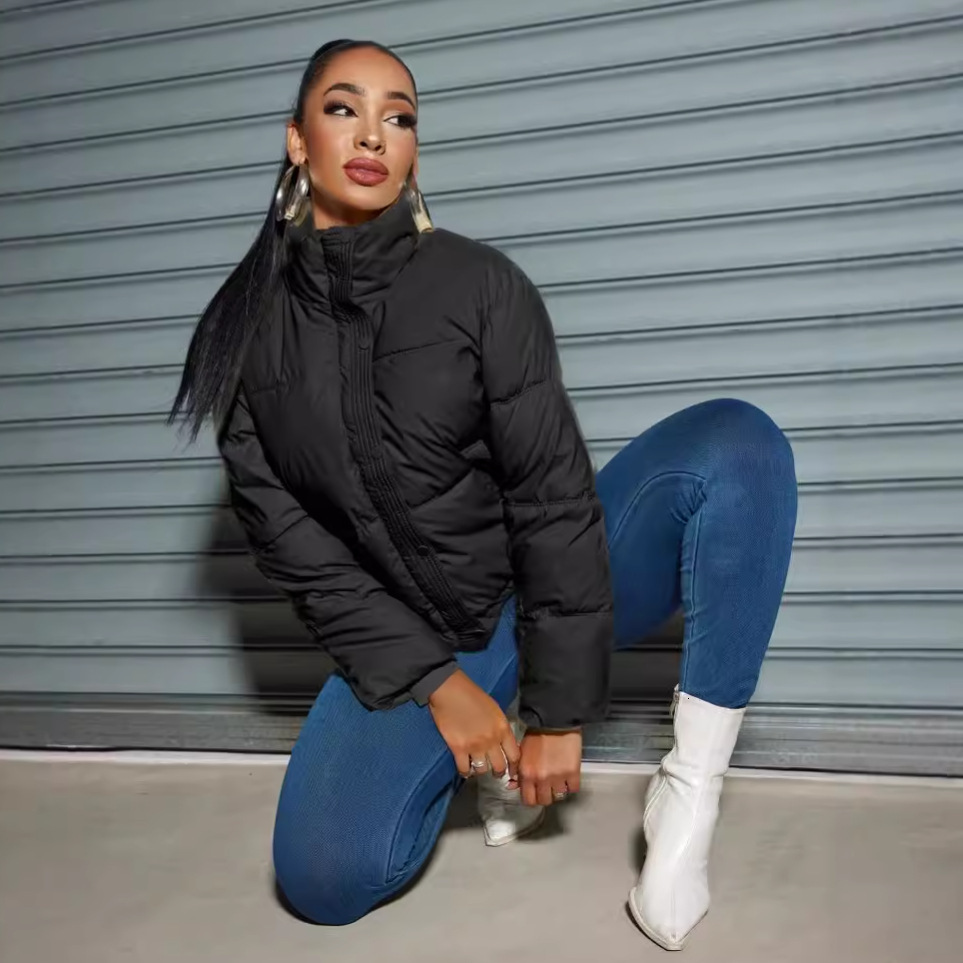 Free wash PU short thick down for women in winter 2025, new small lapel bread jacket, cotton coat jacket