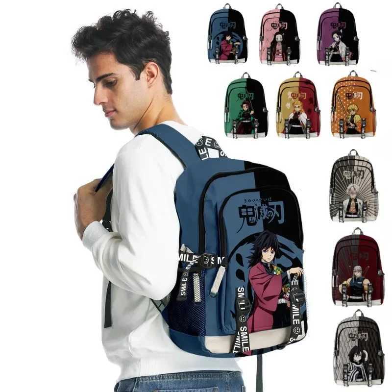 Anime Demon Slayers Backpack Kimetsu No Yaiba Cartoon Kawaii Nezuko Print 3D Schoolbag Large Capacity Student Sport Bag Kid GiftW251113
