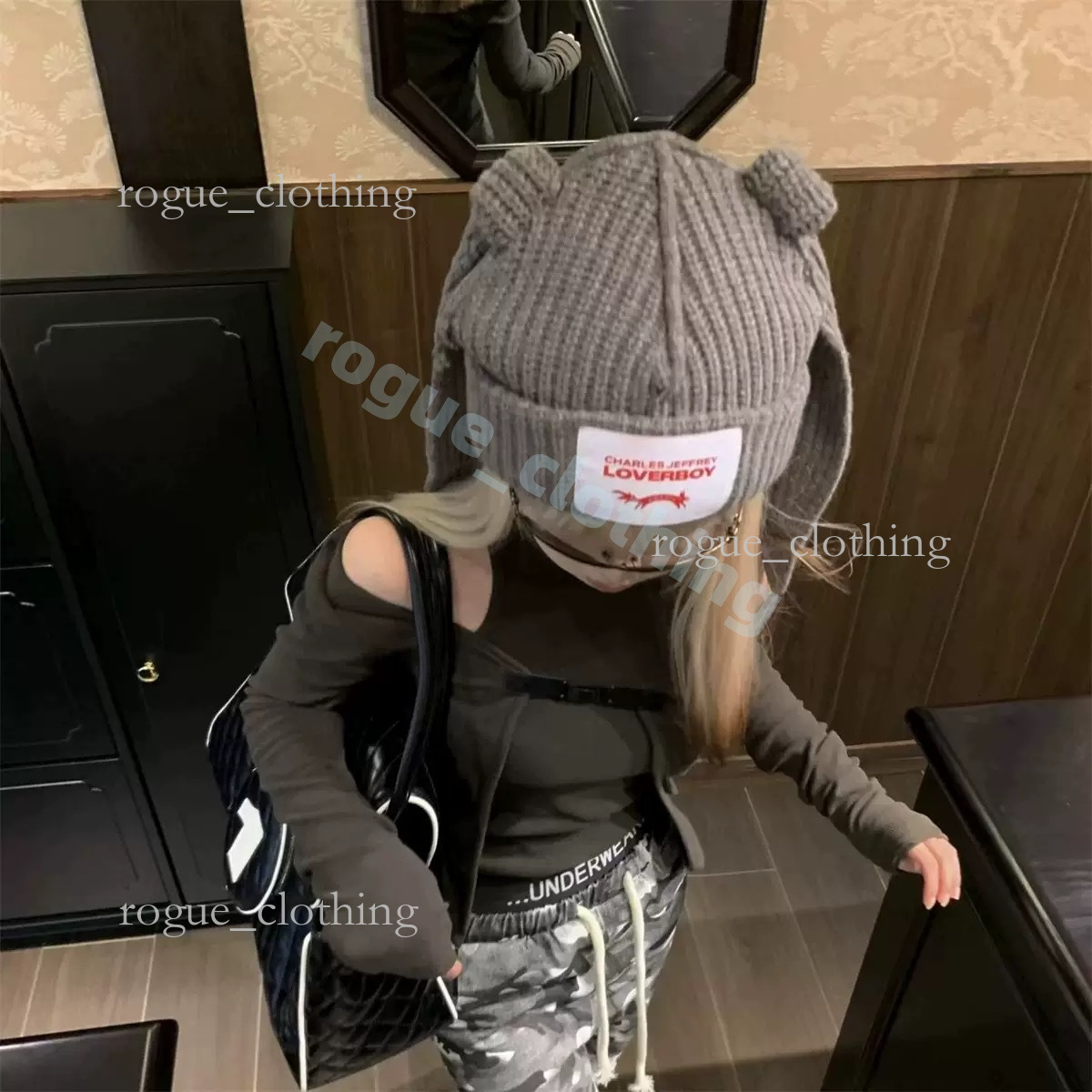 Loverboy Beanie 2025 Beanie/Skull Caps Street Children Hyunjin Hendery Same Beanies WAYV Leeknew Knitted Cat Ear Hat Fashion Cute Casual Headwear Lover Boy Hat d78