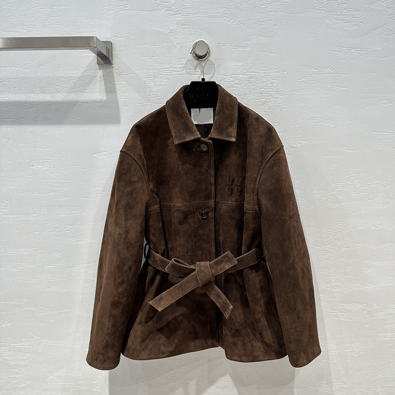 Short Style Trench Coat Retro Designer Coat with Belt Luxury Suede Windproof Jacket Women Single Breasted Windbreaker