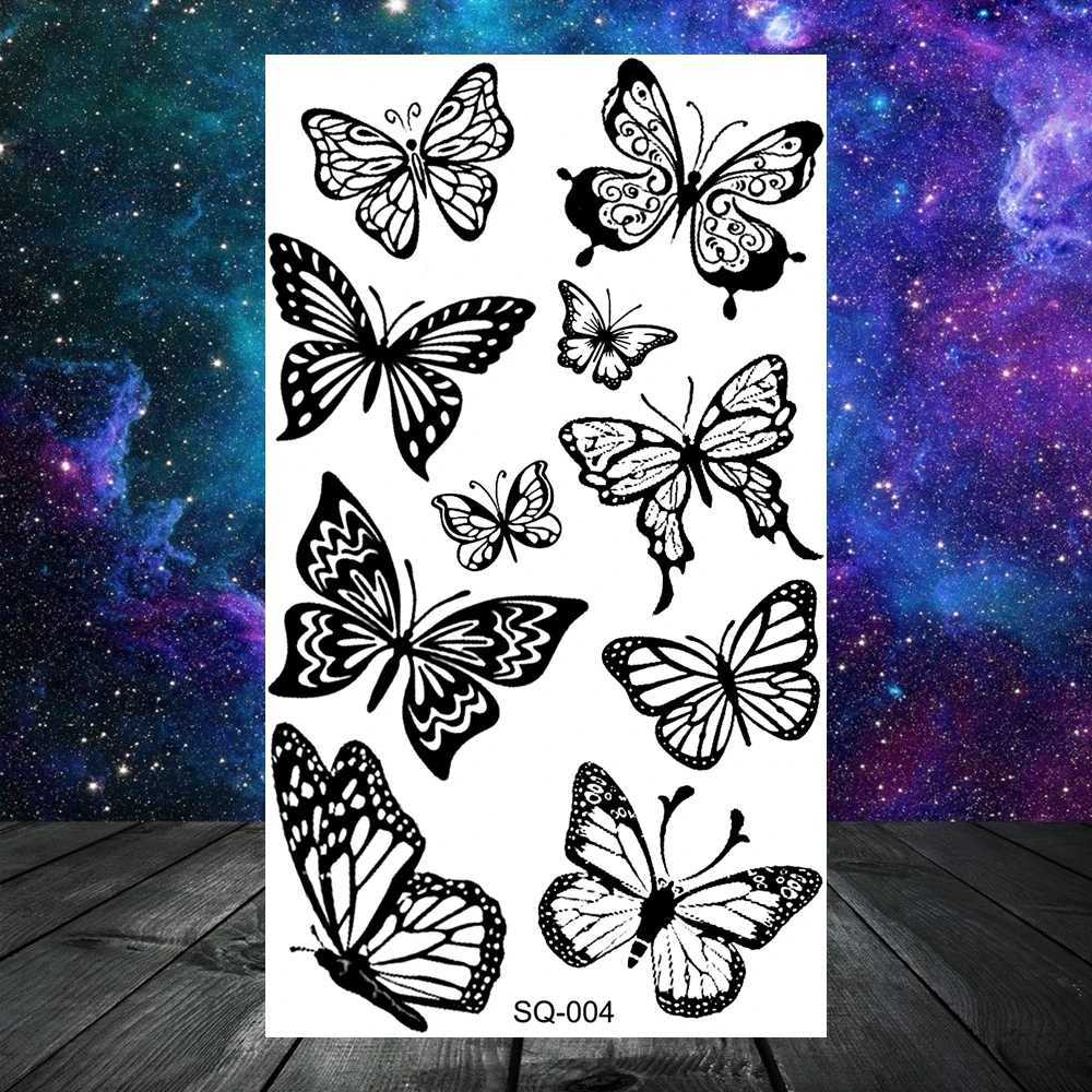 Butterfly Rose Temporary Tattoo Female Adult Child Girl Feather Snake Scorpion Fake Tattoo Neck Arm Small TattooXJ25414