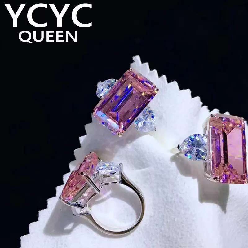 3 5 6 7 8 10 Carat Au585 14K White Gold Ring Pink Emerald shape moissanite Diamonds Women Wedding Party Engagement Ring Classic