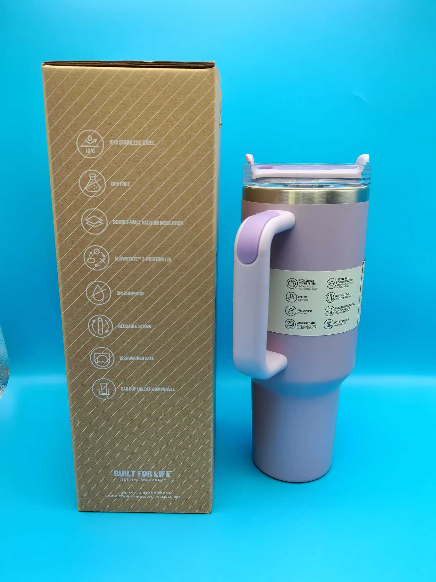 40 oz tumbler with handle and straw Cup holder for travel Insulated stainless steel cup BPA- free C251114