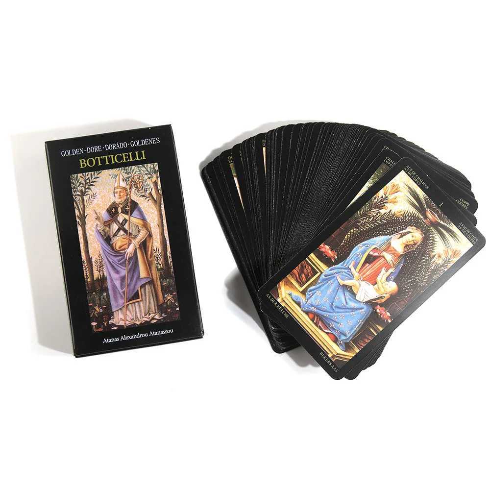 12x7cm Golden Botticelli Tarot Party Table Game 78pcs High Quality Fortune-telling Prophecy Oracle Cards With paper Guideboo C251114