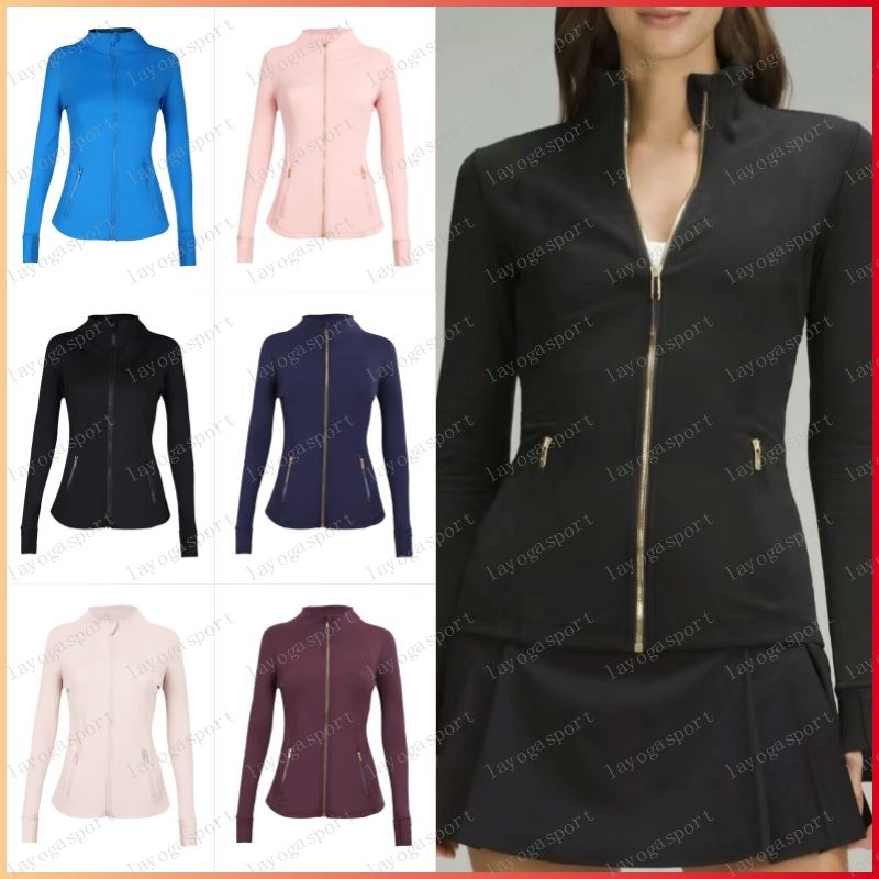 Yoga Jacket Lulussty Lemonive Women Workout Sport Coat Fitness Gold Zipper Jacket Sports Quick Dry Active Wear Top Solid Zip Up Sweatshirt Sport Wear