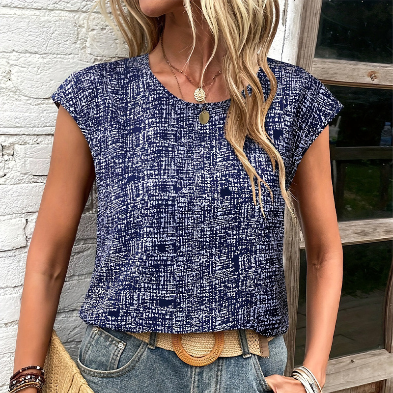 Vacation Shirt 2025 Summer Waffle Three Sleeve Shirt Pullover Womens Wear