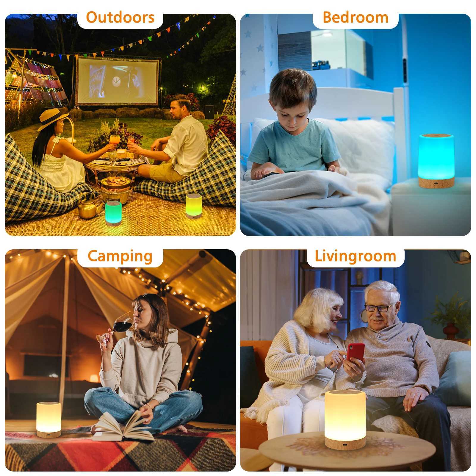 Touch Controlled Night Light RGBUSB Charging Dimmable Desk Light Color Changing Light Bedroom Living Room Bedside Light M251114