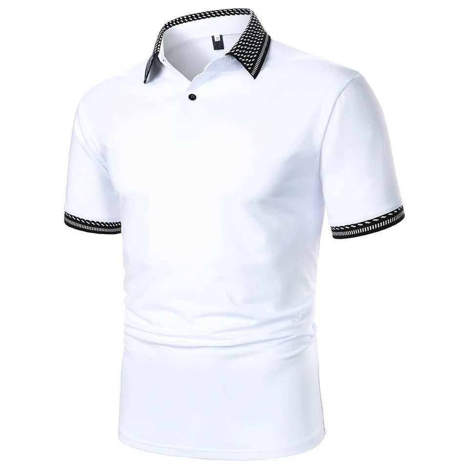 Mens polo shirt mens short sleeved polo shirt solid color casual mens summer new urban business lapel ribbed polo shirt W250414