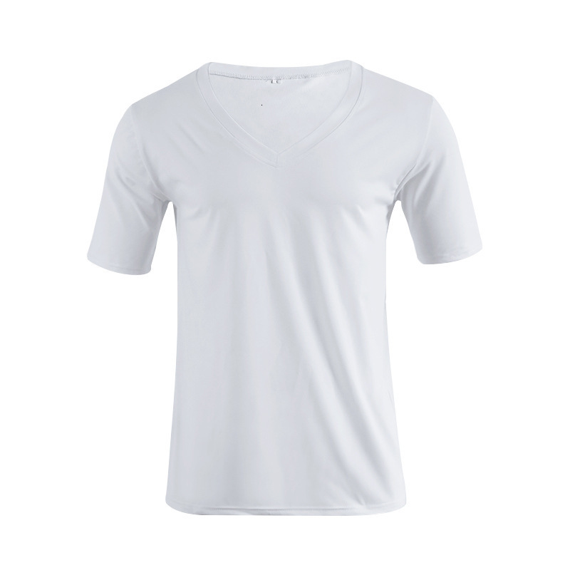 2023 summer mens T-shirt clothing mens V-neck solid color large casual short-sleeved T-shirt