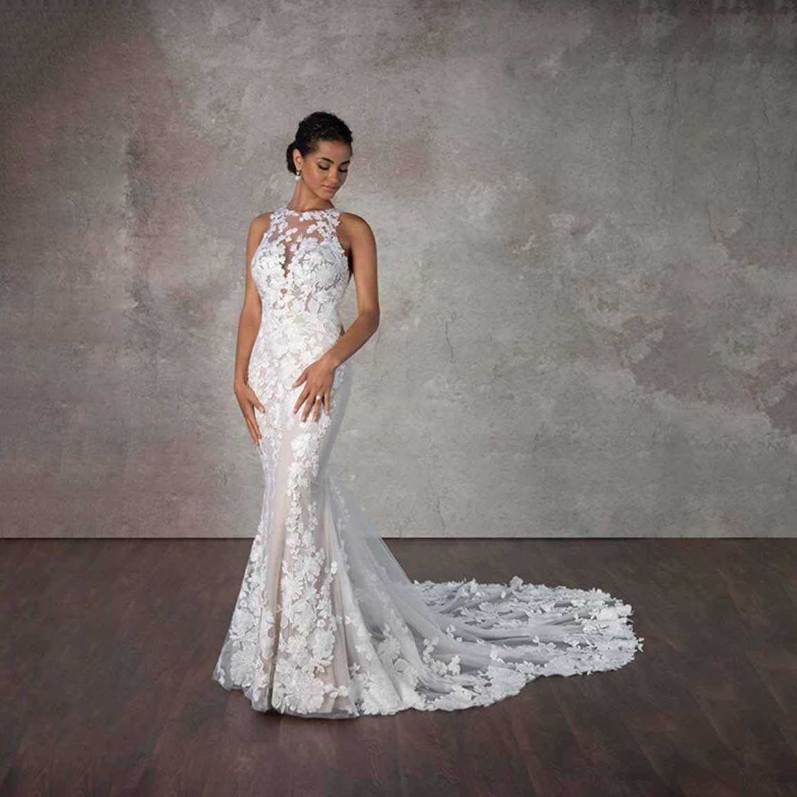 Elegant Mermaid Wedding Dresses New 3D-Flowers Lace Bridal Gown O-Neck Bride Dresses Robe De Vestido HOT SALE Size Customized Plue Size H25715