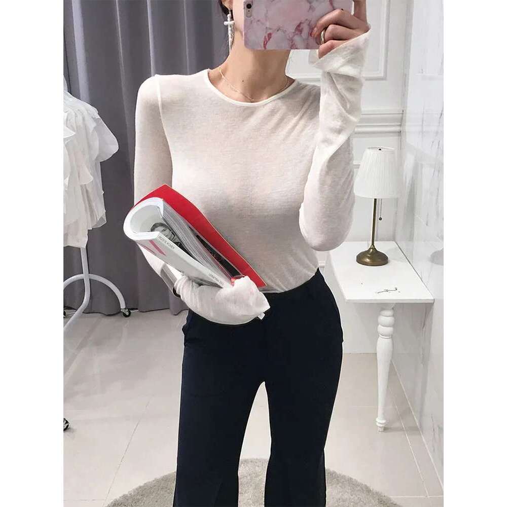 Sexy Women T-Shirt Long Sleeve Korean Style Slim Basic Elasticity Tshirt Top Womens Clothing T Shirt Femme