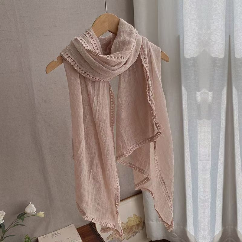 T472 literary cotton and linen scarf retro temperament autumn and winter thin shawl new spring and autumn gauze scarf