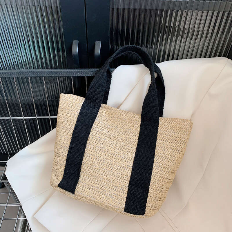 Handmade Beach Bag Handheld Straw For Women 2022 Korean Edition New Trendy Ins Beach Vacation Summer Countryside Style Woven Bag Kq2