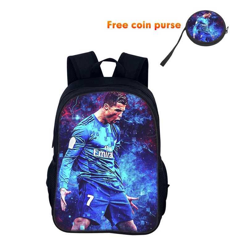 Ronaldo School Backpack Bag Sport School Bag CR Backpack Mochila Football Star Student Back Pack Bag for Boys Girls Best GiftW251113