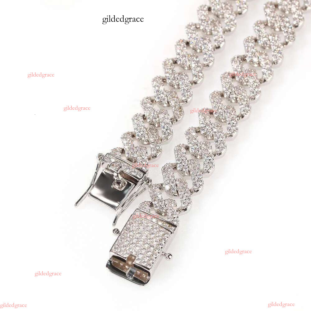 16MM VVS moissanite iced out dia gold color Sterg sier men necklace miami cuban k chain necklaces mens