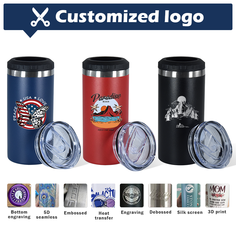 16oz multi-function beer cooler with opener 4 in 1 stainless steel vacuum insulated tumblers &can coolers for cola beer cans 11 colors customize logo 