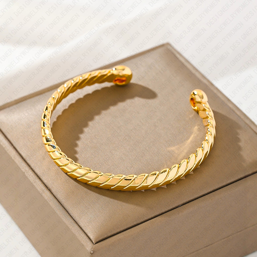 Designer Bracelet Bracelet for Women Twisted Rope Bracelets Gold Bangle Chunky Open Bangles Luxury Jewlery Designer for Women Elegant Timeless Gift Pr