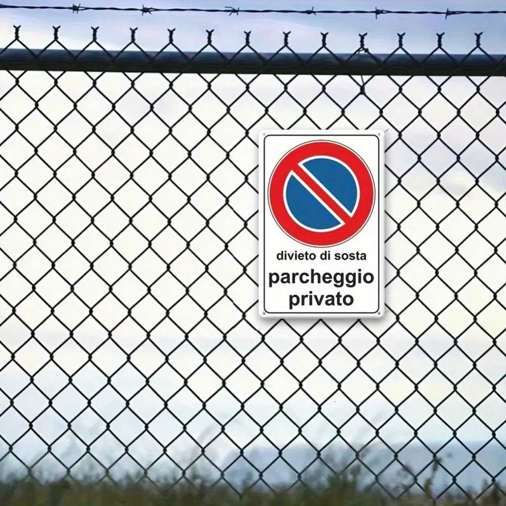 Private Parking Prohibition Sign - Heavy-Duty Metal No Trespassing Notice with Red Circle Design Easy to Hang Outdoor/IndoorM251114