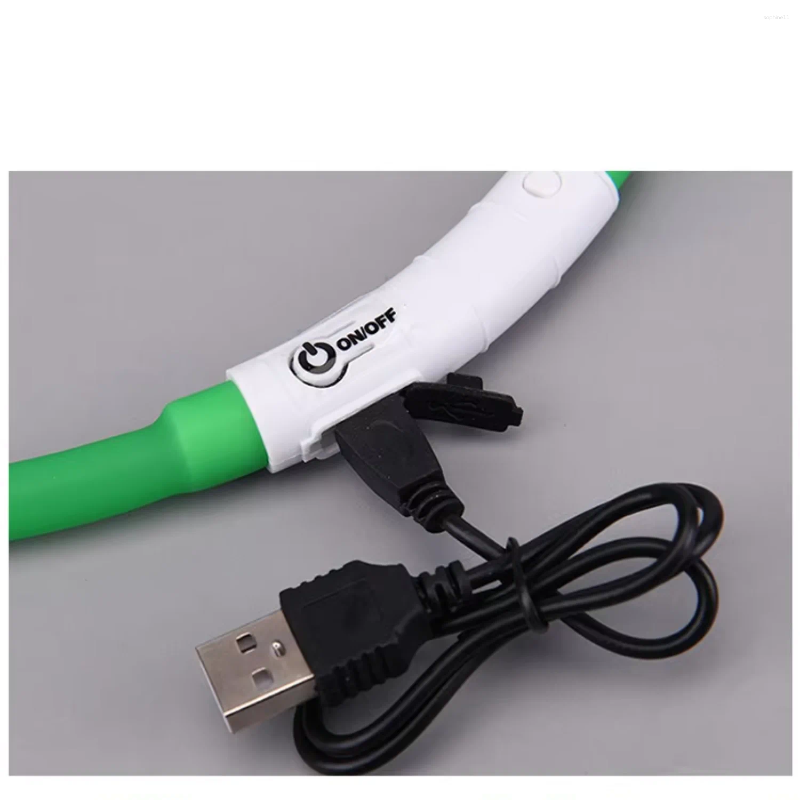 Update Light Pet Round Charging Dog Collar Usb Rechargeable Luminous Silicone Waterproof Led Convenient And Practical