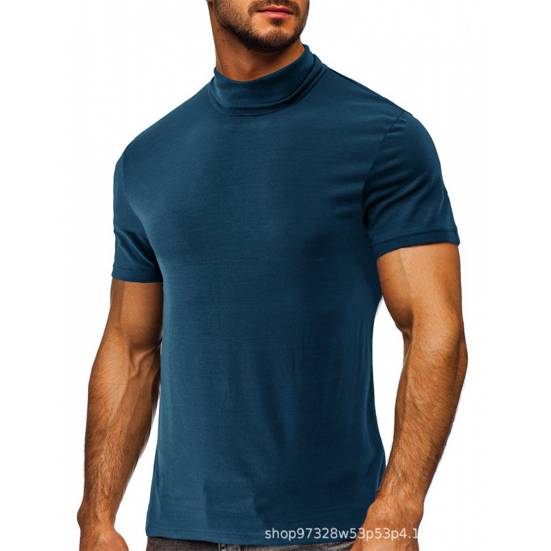2023 Summer High Collar Underlay Mens Short Sleeve Mens T-Shirt Mens Underlay Top Mens T-Shirt