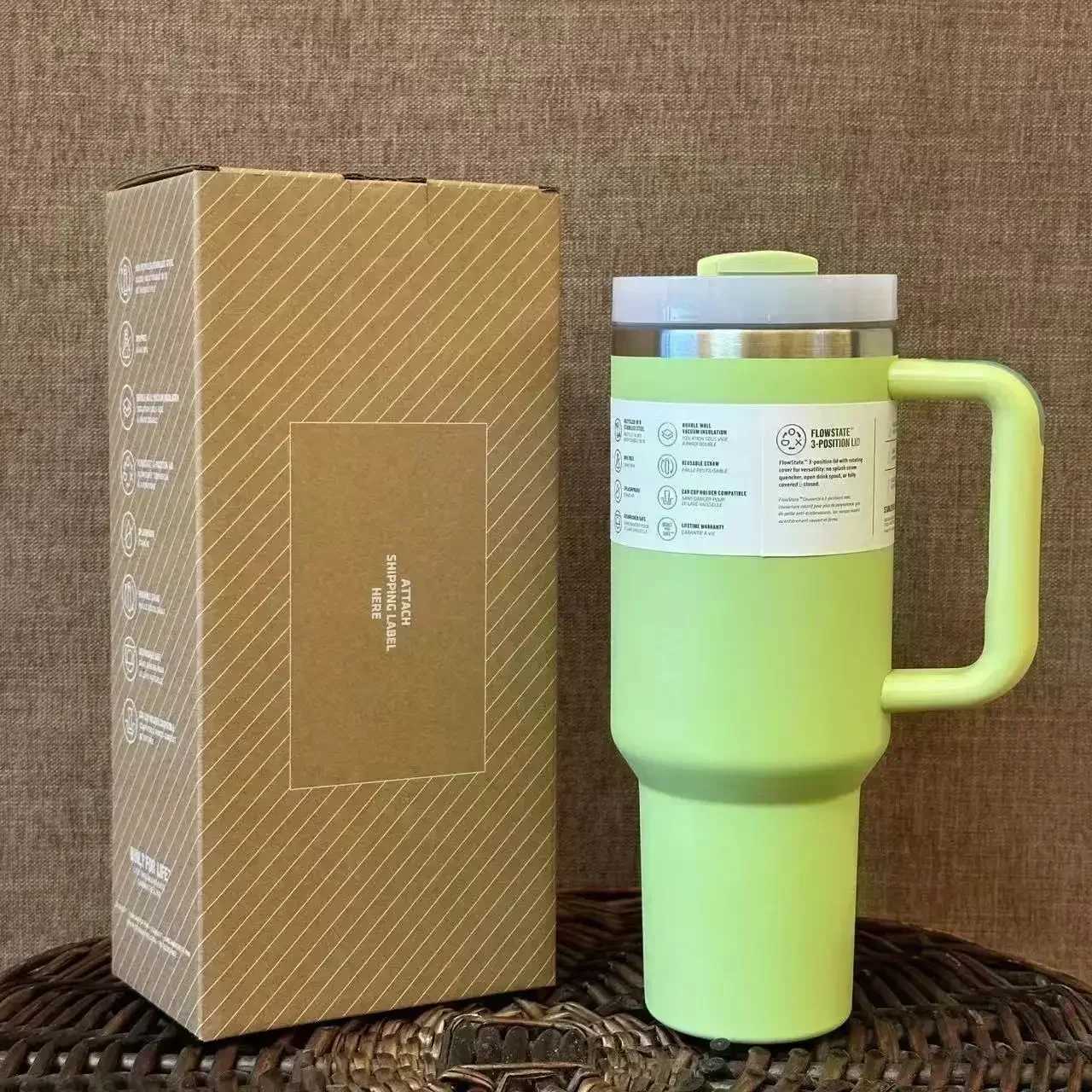 New Stainless Steel Vacuum Insulated Travel Mug 40ozLeak-Proof Tumbler with Straw for CarIced Coffee Cup for CampingPicnic C251114