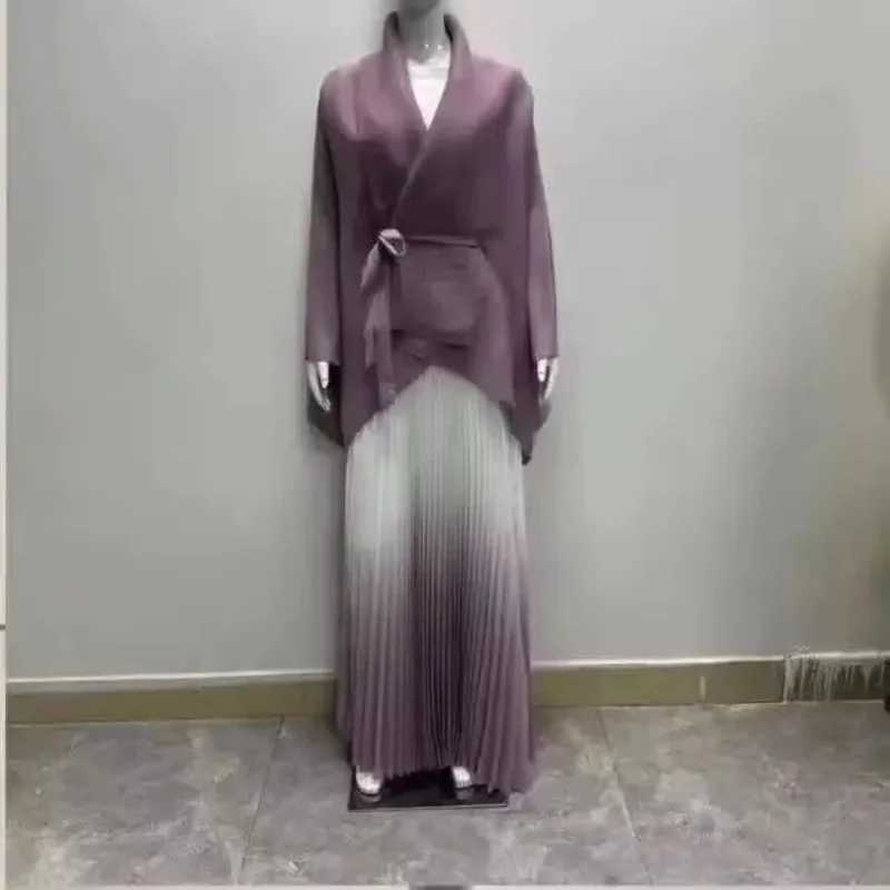 Folded suit jacket with gradient leather 2 pieces warm and comfortable ultra-thin high-quality casual and loose size 2024 new itemXJ250414