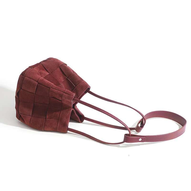 MABULA Handmade Genuine Suede Woven Top Handle Basket Purse Designer Chic Women Cell Phone Bag Elegant Crossbody Shopper Handbag
