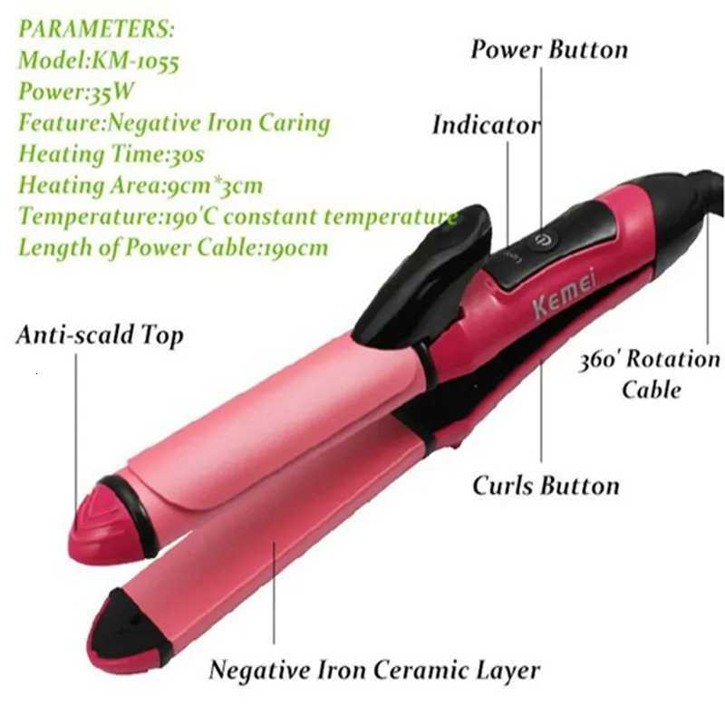 2 In 1 Electic Hair Curl Iron Ceramic Straightener Wave Flat Wand Styling Roller Straighter Hairstyling LCD Curler Tongs CrimpleT251114