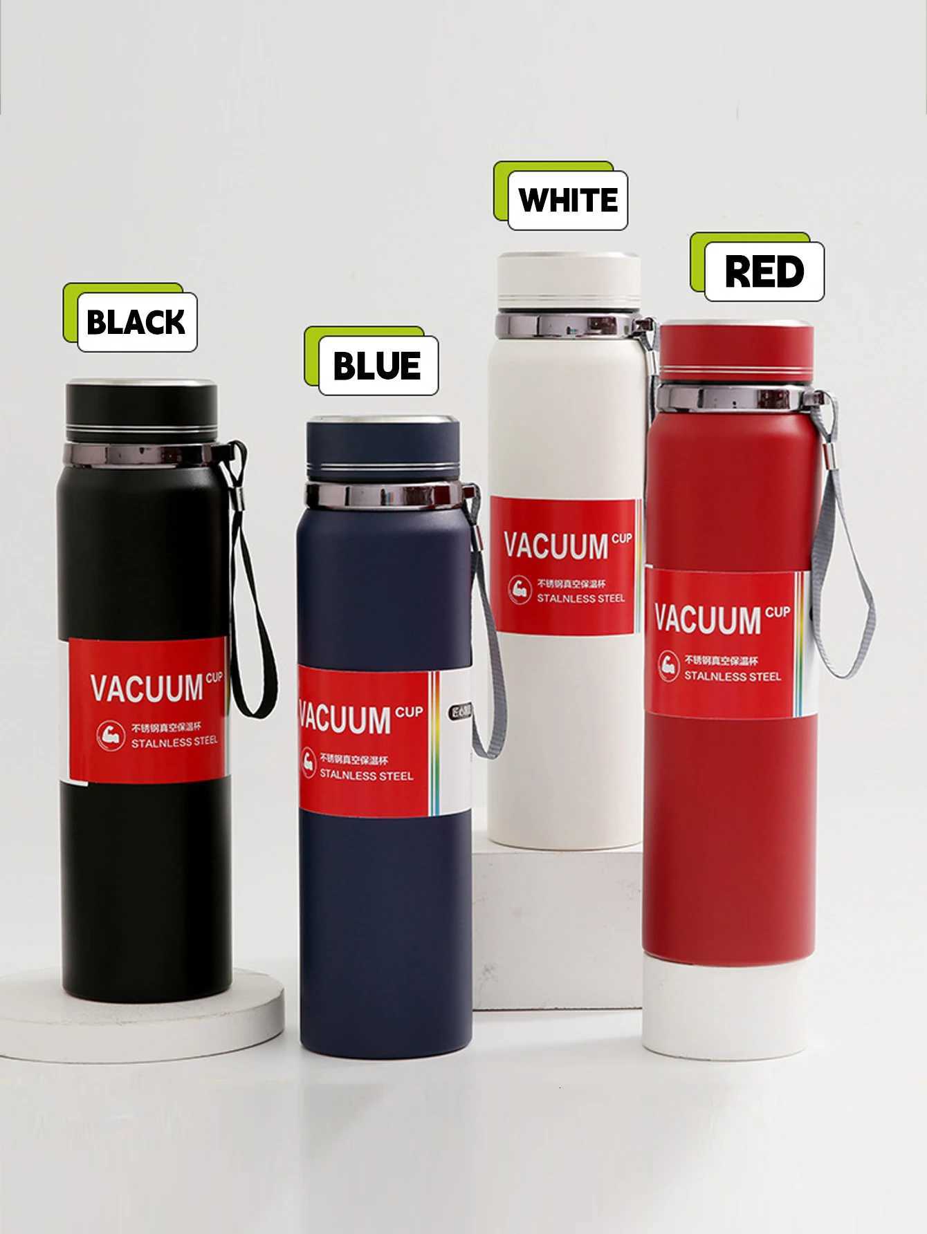 1pc 1000ml stainless steel insulated water cup coffee pot outdoor cup double-layer waterproof cup C251114