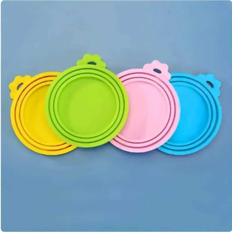 New 2PCS Reusable Pet Food Can Cover Silicone Dogs Cats Storage Tin Cap Lid Seal Cover with SpoonM251114