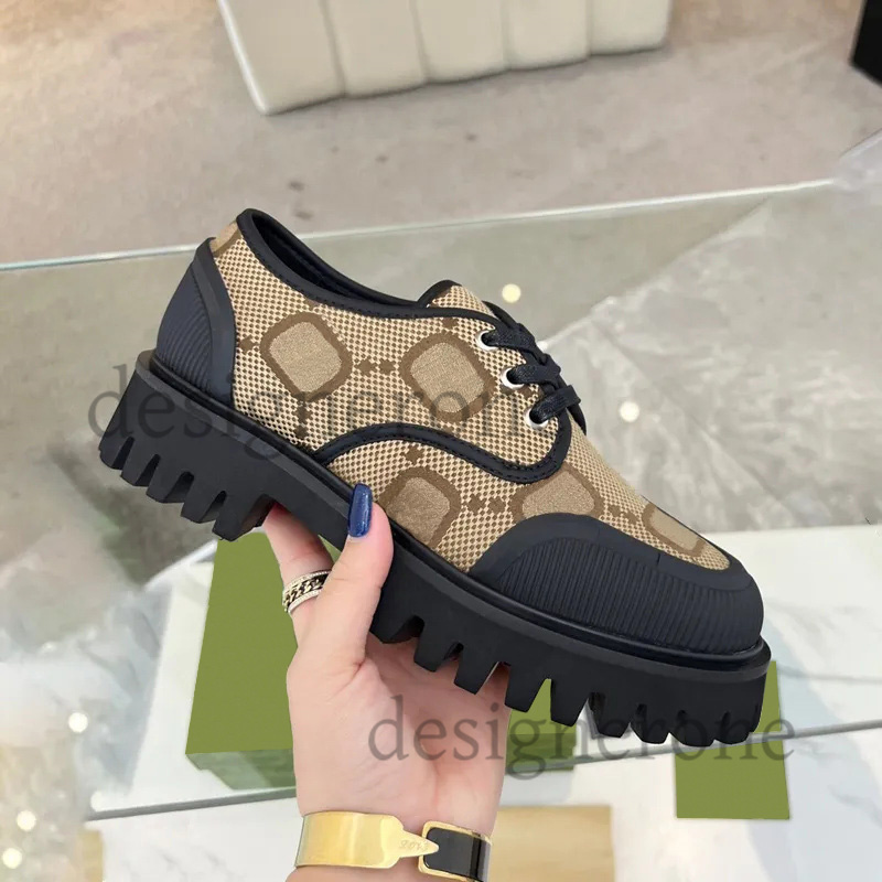 Designers Loafers Woman Lace-up Shoe Loafer Platform Sneaker Dress Moccasins Canvas Derby Shoes Chunky Bottom Office Lady Rubber Lug Sole