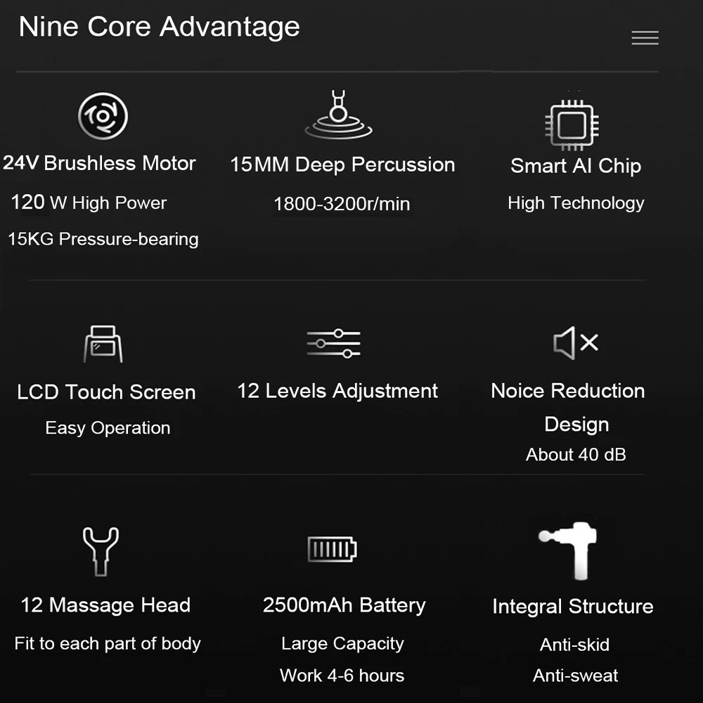 24V Professional Massage Gun With And Cold Compress Electric 12Head High Frequency Fascia Gun Deep Tissue Neck Relax Fitness 250414