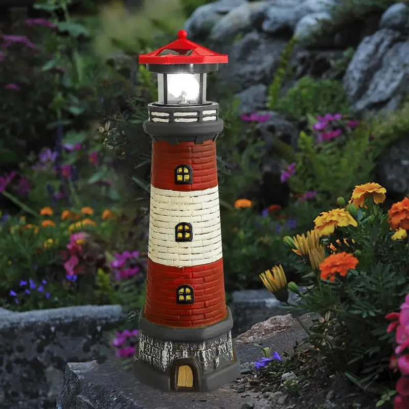 Solar Lighthouse Outdoor LED Solar Lighthouse Garden Light Statue Decoration Landscape Light Outdoor Courtyard Lawn 2025 250411