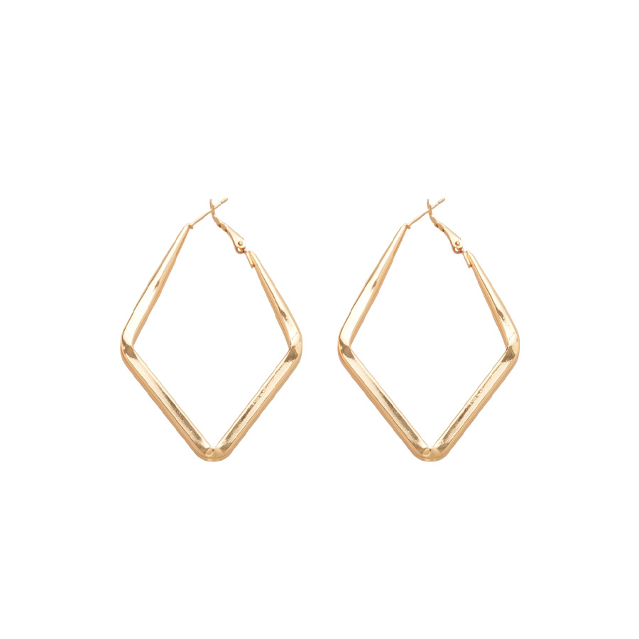 Silver Needle Metal Smooth Rhombus Pendant Hoop Casual Fashion Daily Versatile Earrings Light Luxury Niche Temperament Ear Jewelry