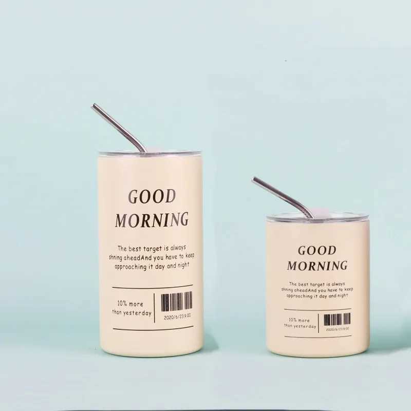 2pcs Reusable Coffee Tumbler Cup Double Wall Stainless Steel Vacuum Insulated Travel Coffee Mug Wth Straw Hot and Cold Mug C251114