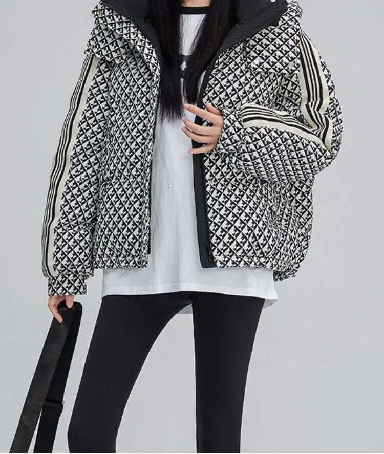 Women's Wear Thickened Houndstooth Down Jacket Women Winter 2023 New High Quality Korean Style Loose Bag Warm Fashion White Duck Puffer Coat