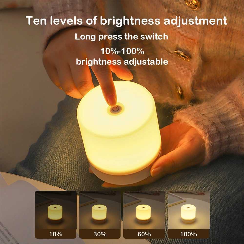 Touch Rechargeable LED Bedside Lamp 3 Colors USB Stepless Dimming Night Light Eye Protection For Bedroom Reading M251114