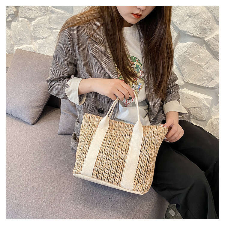 Handmade Beach Bag Woven Single Shoulder Diagonal Cross Grass Woven Large Capacity Summer Bag, Women's Small Fresh Travel And Vacation Versatile 