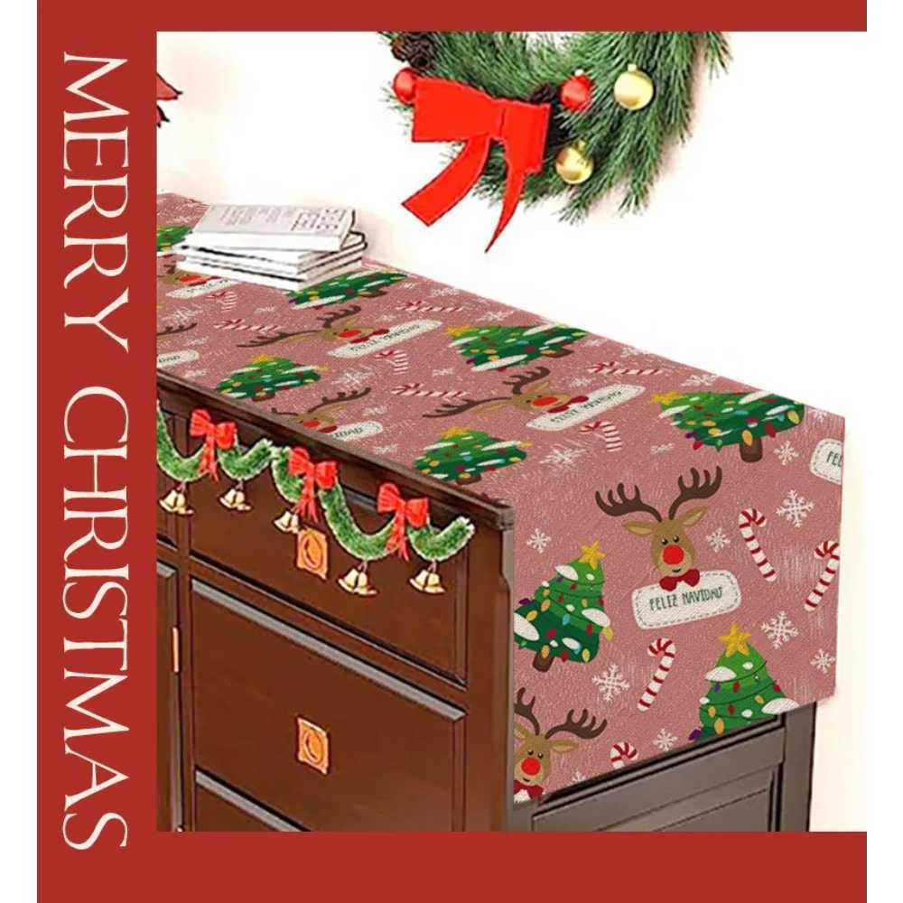 Christmas New Christmas Table Flag Pink Christmas Snowman Creative Cartoon Linen Coffee Table Tablecloth Decoration Y251113