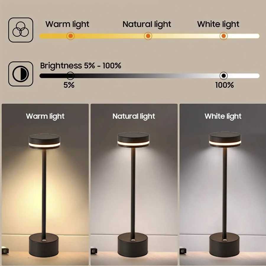 Touch Small Night Light LED Ambient Table lamp 3 Color Stepless Dimming Desk Light For Cafe Bar Restaurant Bedroom Decor Gift M251114