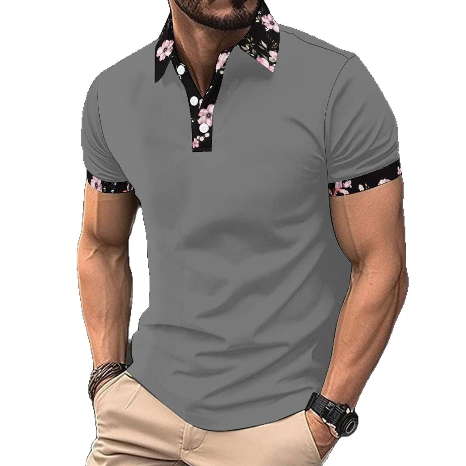 2025 Summer Digital Printed Polo Shirt for Casual Fashion Bird Eye Collar Men's T-shirt