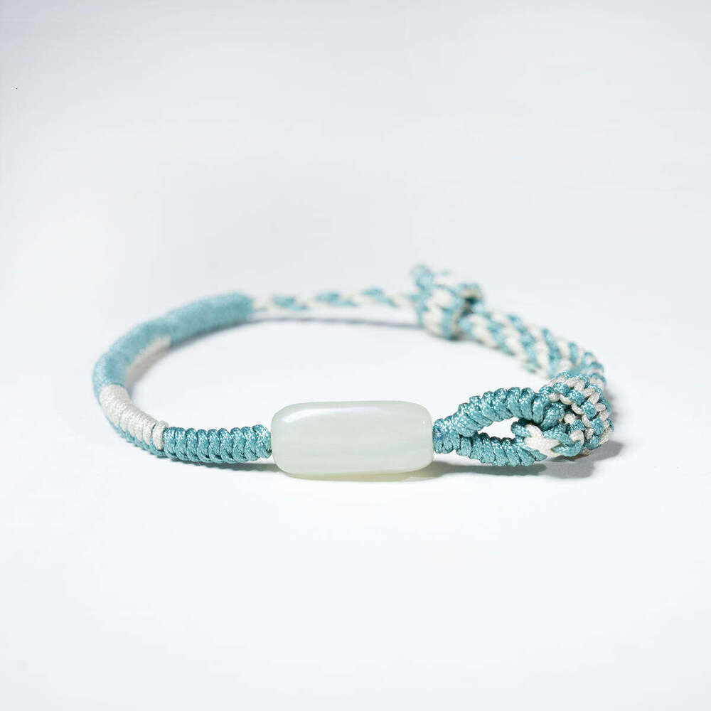 Dunhuang "Iced Essence" Hetian Jade Cord - Refined White Nephrite Bracelet for Pure Clarity & Composure, Adjustable Design