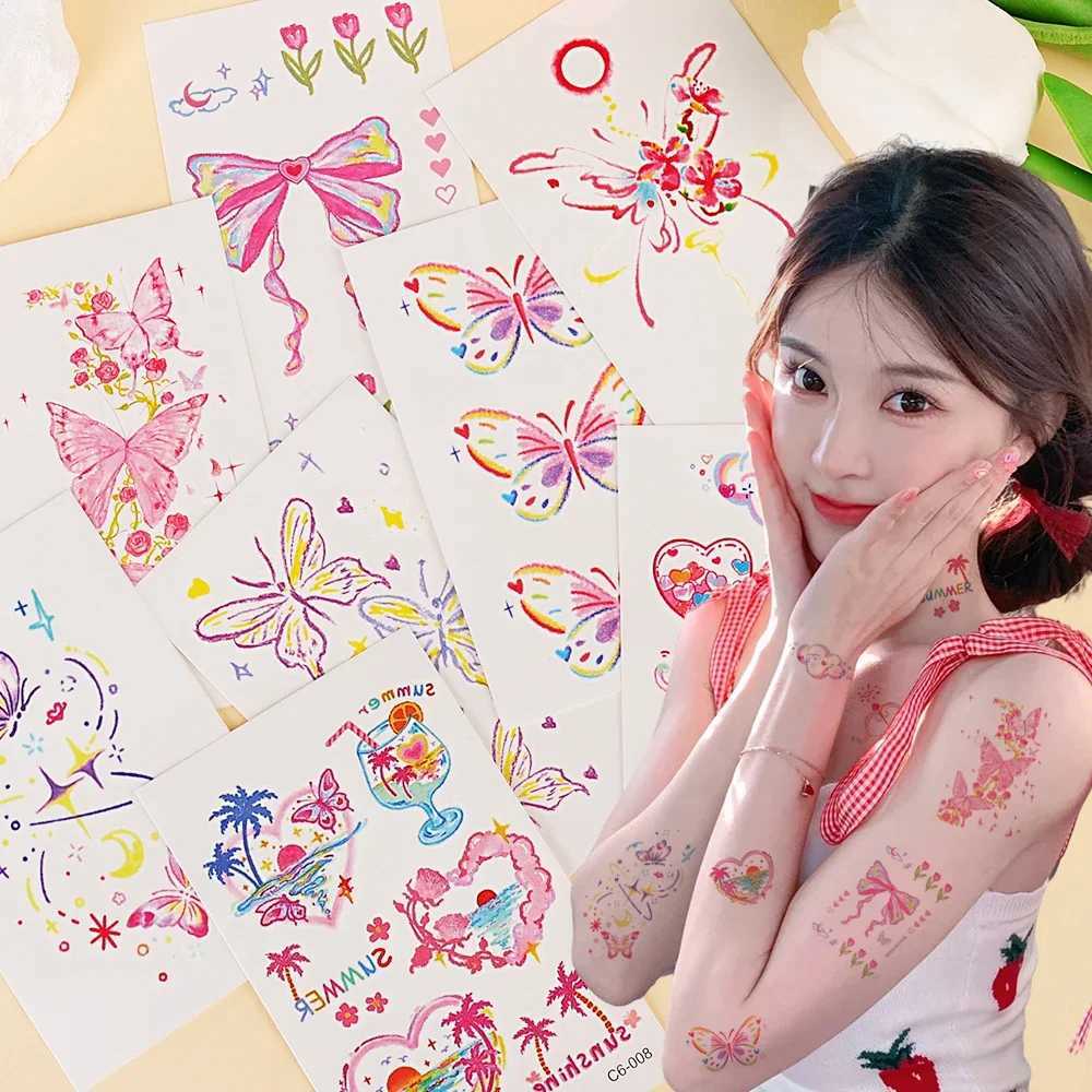 Flower and Butterfly Temporary Stickers Tattoo Self Adhesive Colored Human Art Tattoo Waterproof Fake Arm TattooXJ25414
