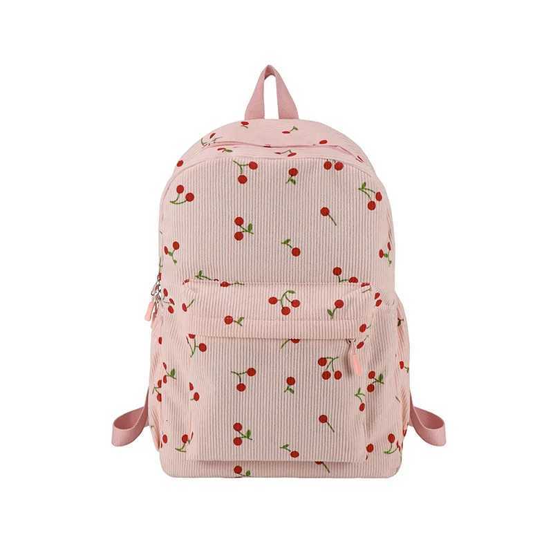 Women Cherry cute Schoolbag girls students backpack large-capacity corduroy backpackW251113