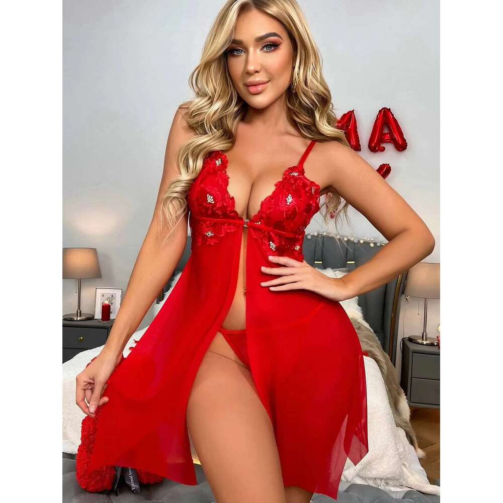 Women Summer Hot Sale Sexy Underwear 2 Piece Set Suits Pamas Long Dress Sleeveless Soft Women's Sleepwear
