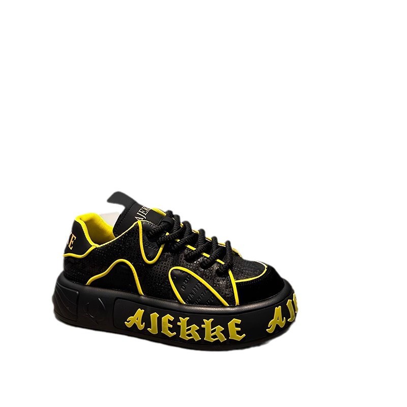 Free shipping designer casual shoe men black yellow white comfortable breathable height increase wear-resisting outdoor sport shoe new