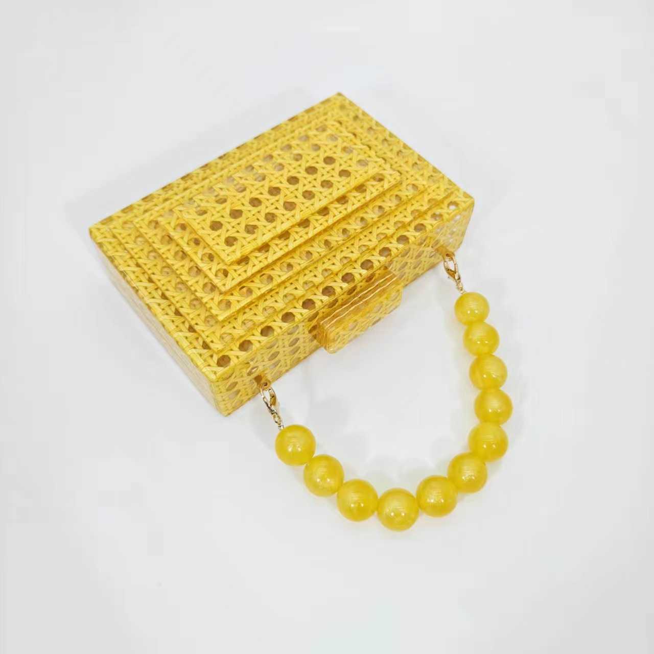 selling new rattan acrylic dinner bag hand held bag one shoulder diagonal cross wedding Fashion womens bag