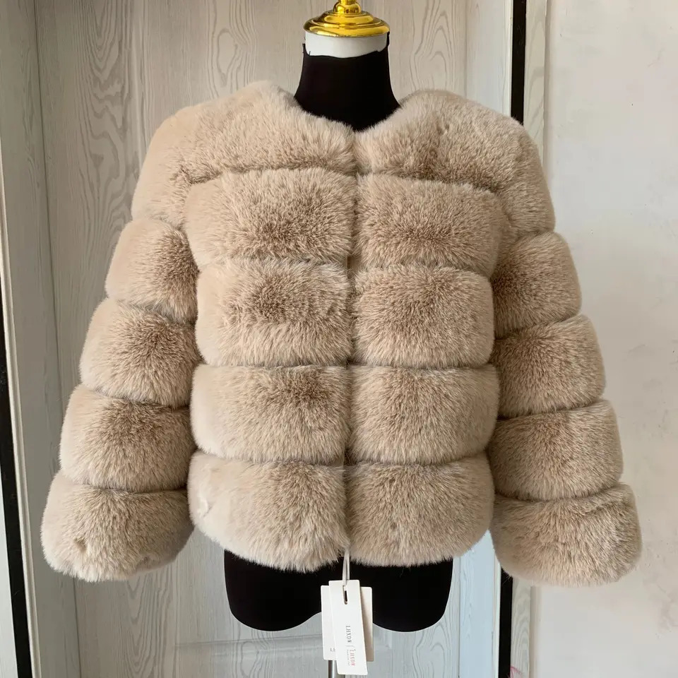 Womens Fashion faux fur coat super Autumn Winter women short Faux fox fur fluffy jacket high quality 7xl Ladies furry coats 251113